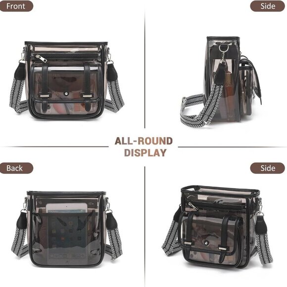 Clear PVC Crossbody Bag Women Stadium Concert Waterproof Organizer - Picture 8 of 9